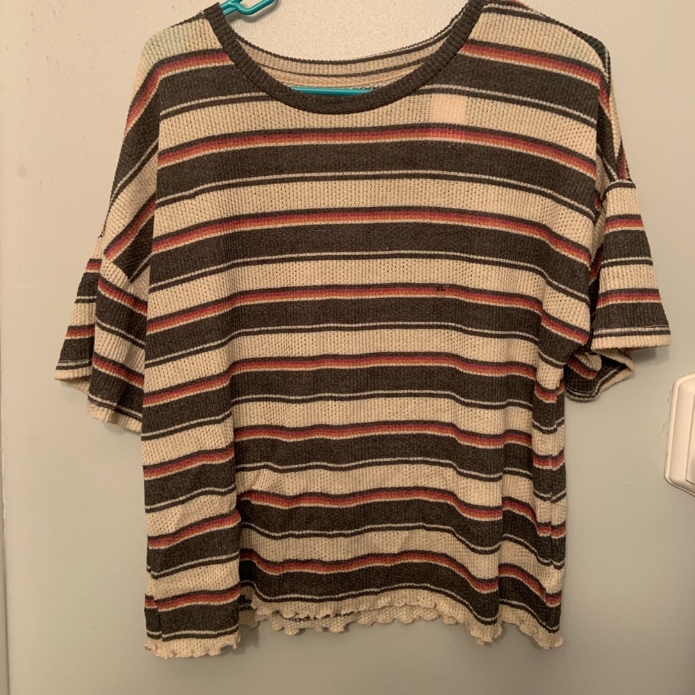 cropped american eagle stretchy striped top